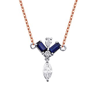 0.63 Karat Pırlanta Safir Kolye - 2