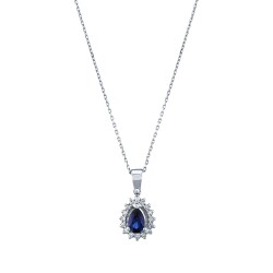 0.64 Carat Diamond Drop Sapphire Necklace 
