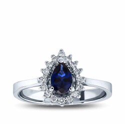 0.64 Carat Diamond Drop Sapphire Ring 