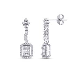 0.64 Karat Pırlanta Baget Küpe - 2