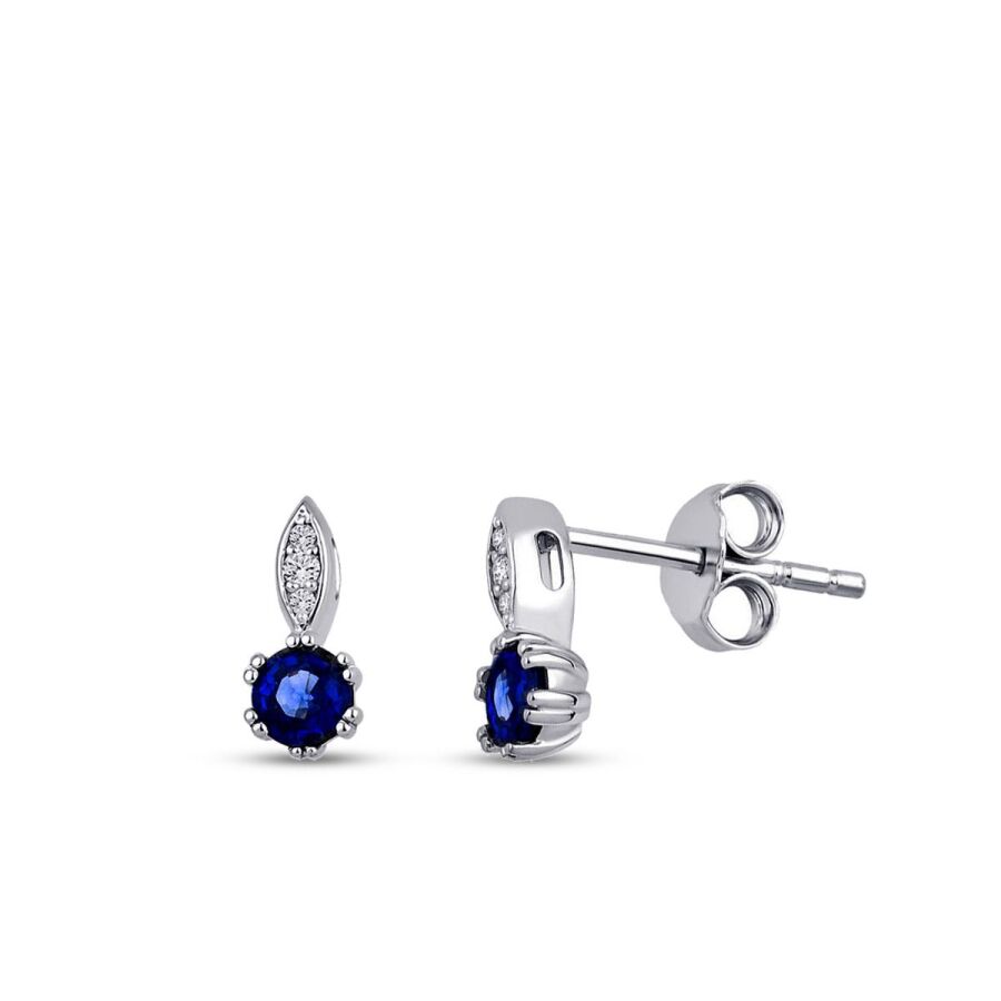0.64 Karat Pırlanta Safir Küpe