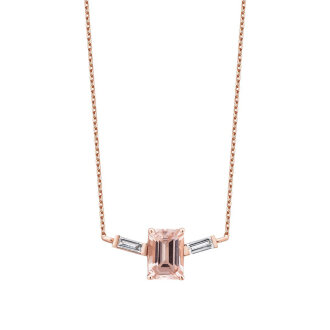 0.65 Karat Pırlanta Morganit Kolye - 1