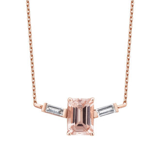 0.65 Karat Pırlanta Morganit Kolye - 2