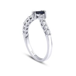 0.65 Karat Pırlanta Safir Lotus Yüzük - 2