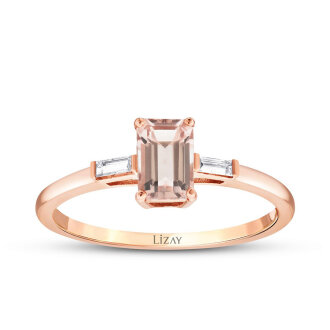 0.66 Karat Pırlanta Morganit Yüzük 