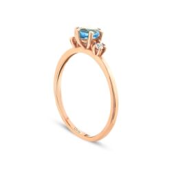 0.67 Karat Pırlanta Blue Topaz Yüzük - 2