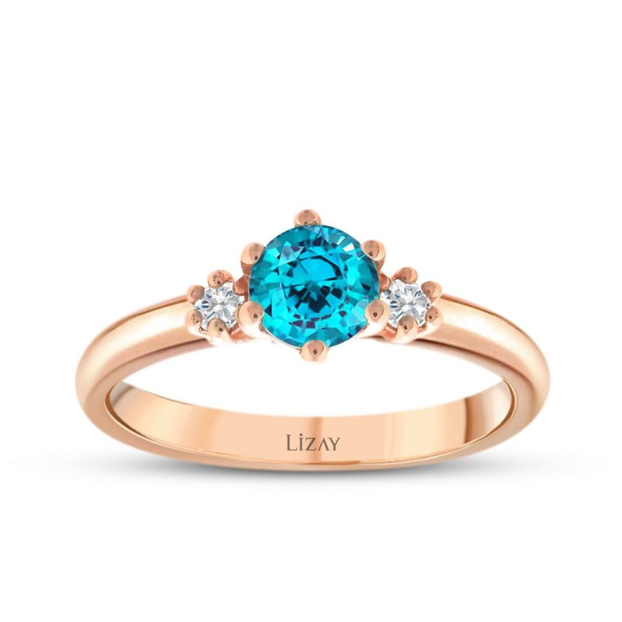 0.67 Karat Pırlanta Blue Topaz Yüzük
