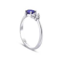 0.67 Karat Pırlanta Safir Yüzük - 2