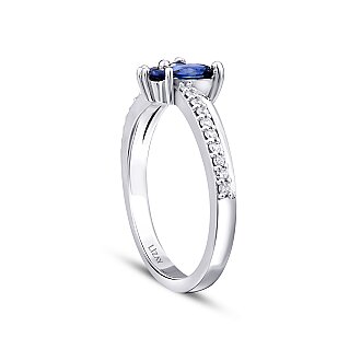 0.69 Karat Pırlanta Safir Kelebek Yüzük - 2