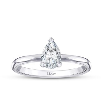 0.70 Karat Pırlanta Damla Tektaş Yüzük - 1