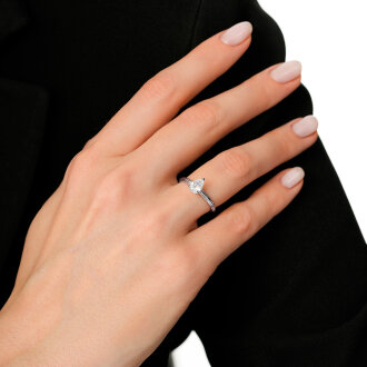 0.70 Karat Pırlanta Damla Tektaş Yüzük - 3