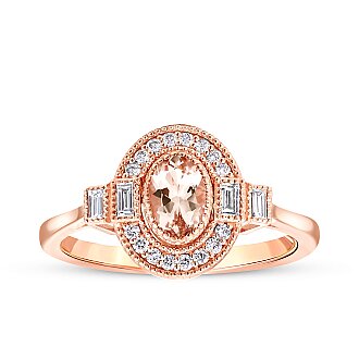 0.71 Karat Pırlanta Morganit Yüzük - Lizay Pırlanta - Glow