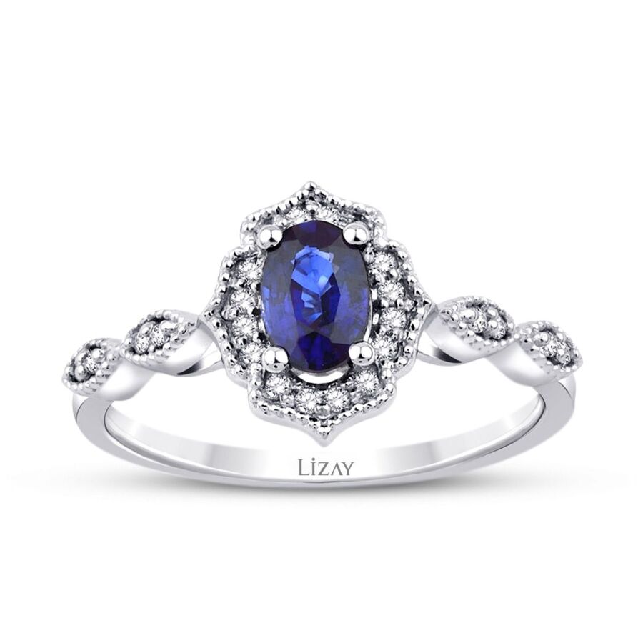 0.71 Karat Pırlanta Safir Yüzük