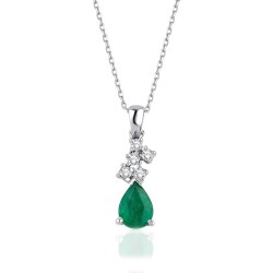 0.74 Carat Diamond Emerald Necklace 
