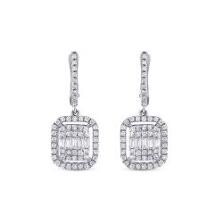 0.74 Karat Pırlanta Baget Küpe - 2