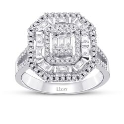 0.74 Karat Pırlanta Baget Yüzük - 1