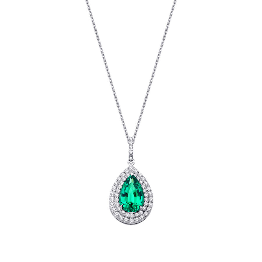 0.74 Karat Pırlanta Green Quartz Kolye