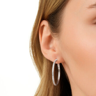 0.74 Karat Pırlanta Halka Küpe - 3