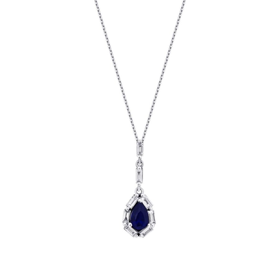 0.75 Karat Pırlanta Safir Kolye