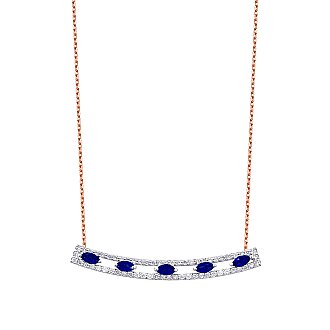 0.75 Karat Pırlanta Safir Kolye - 1