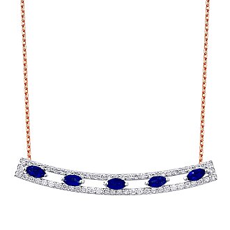 0.75 Karat Pırlanta Safir Kolye - 2