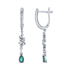 0.76 Carat Diamond Emerald Earrings 