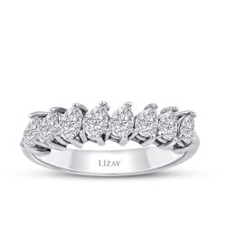 0.76 Karat Pırlanta Damla Yarımtur Yüzük - 1