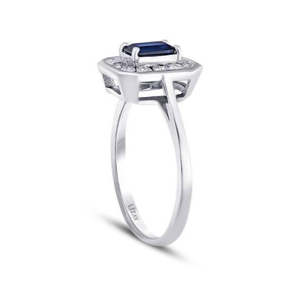 0.79 Karat Pırlanta Safir Yüzük - 2