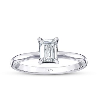 0.80 Karat Pırlanta Emerald Tektaş Yüzük - Lizay Pırlanta