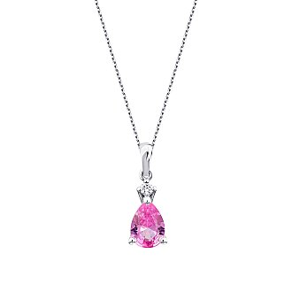 0.80 Karat Pırlanta Pembe Safir Kolye - 1