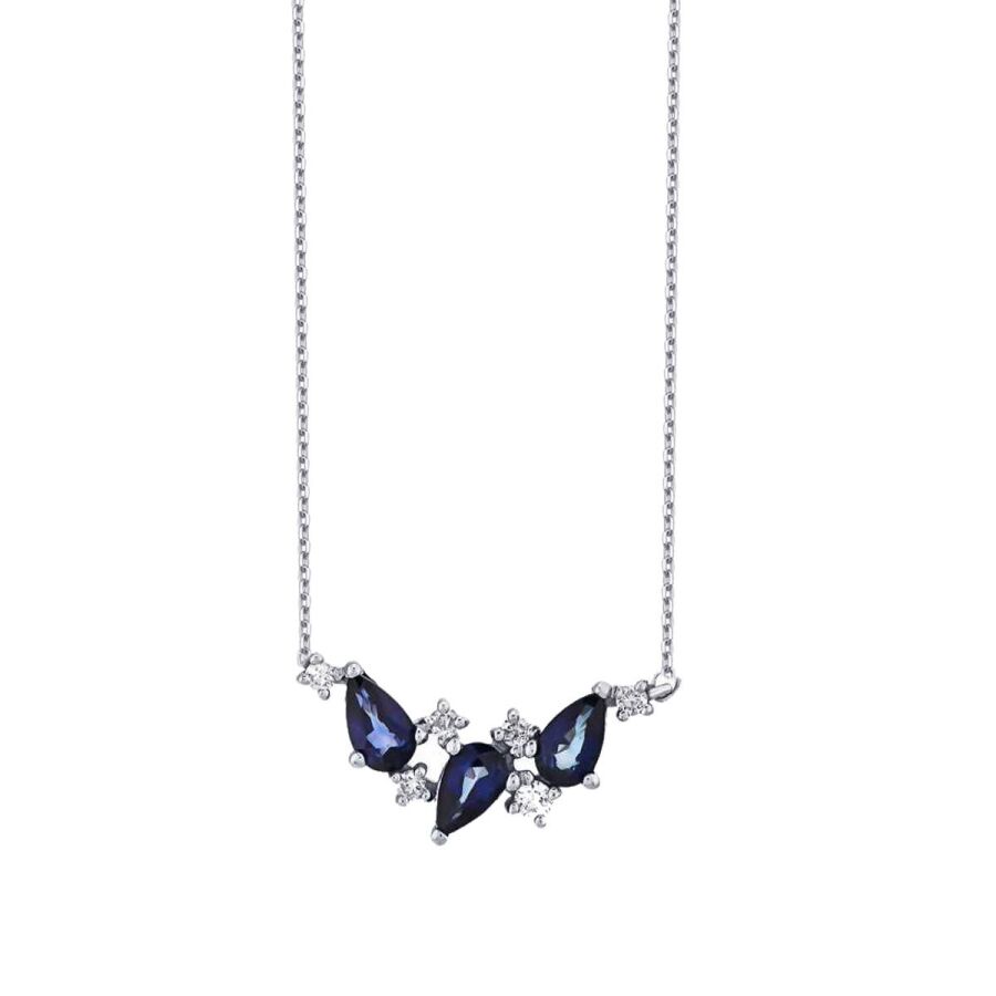 0.80 Karat Pırlanta Safir Kolye