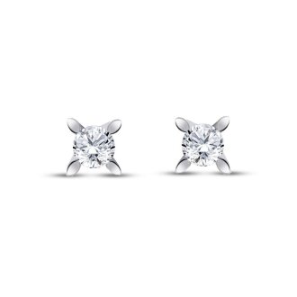 0.80 Karat Pırlanta Tektaş Küpe - 1