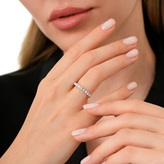 0.80 Karat Pırlanta Yarımtur Yüzük - 3