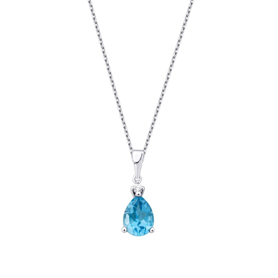 0.82 Karat Pırlanta Blue Topaz Kolye