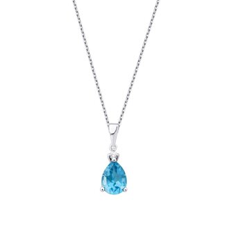 0.82 Karat Pırlanta Blue Topaz Kolye - 1