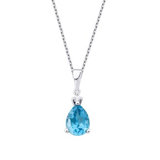 0.82 Karat Pırlanta Blue Topaz Kolye - 2