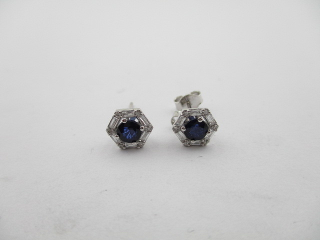 0.82 Karat PIRLANTA KÜPE Safir Fantezi KÜPE 14 AYAR