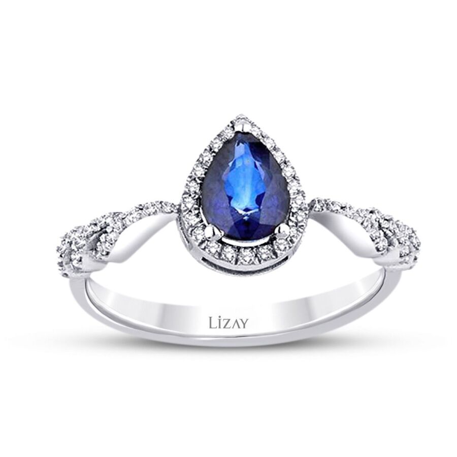 0.83 Karat Pırlanta Safir Yüzük