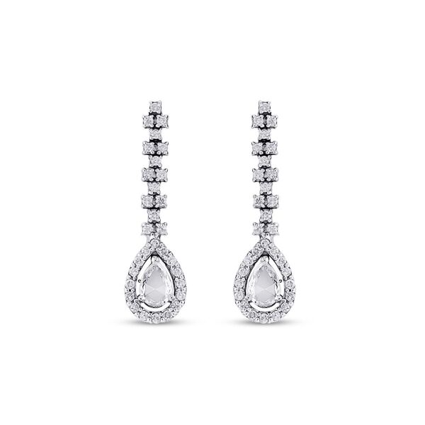 0.84 Karat Elmas Tasarım Küpe - 2