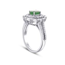 0.85 Karat Pırlanta Zümrüt Yüzük - 2