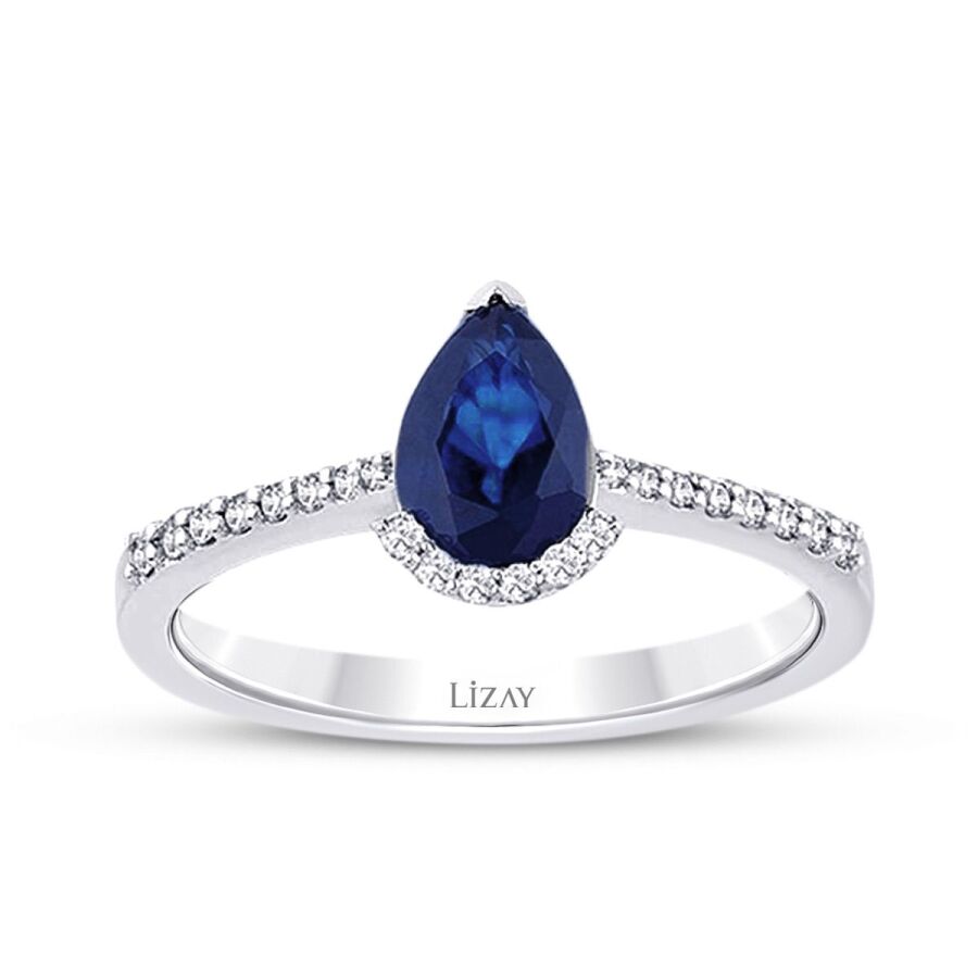 0.85 Karat Pırlanta Safir Yüzük