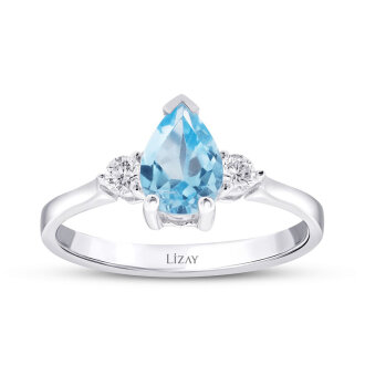 0.92 Karat Pırlanta Blue Topaz Yüzük 