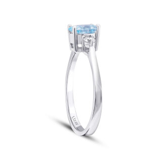 0.92 Karat Pırlanta Blue Topaz Yüzük - 2