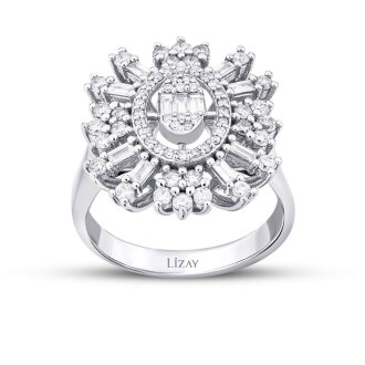 0.93 Karat Pırlanta Baget Yüzük - 1