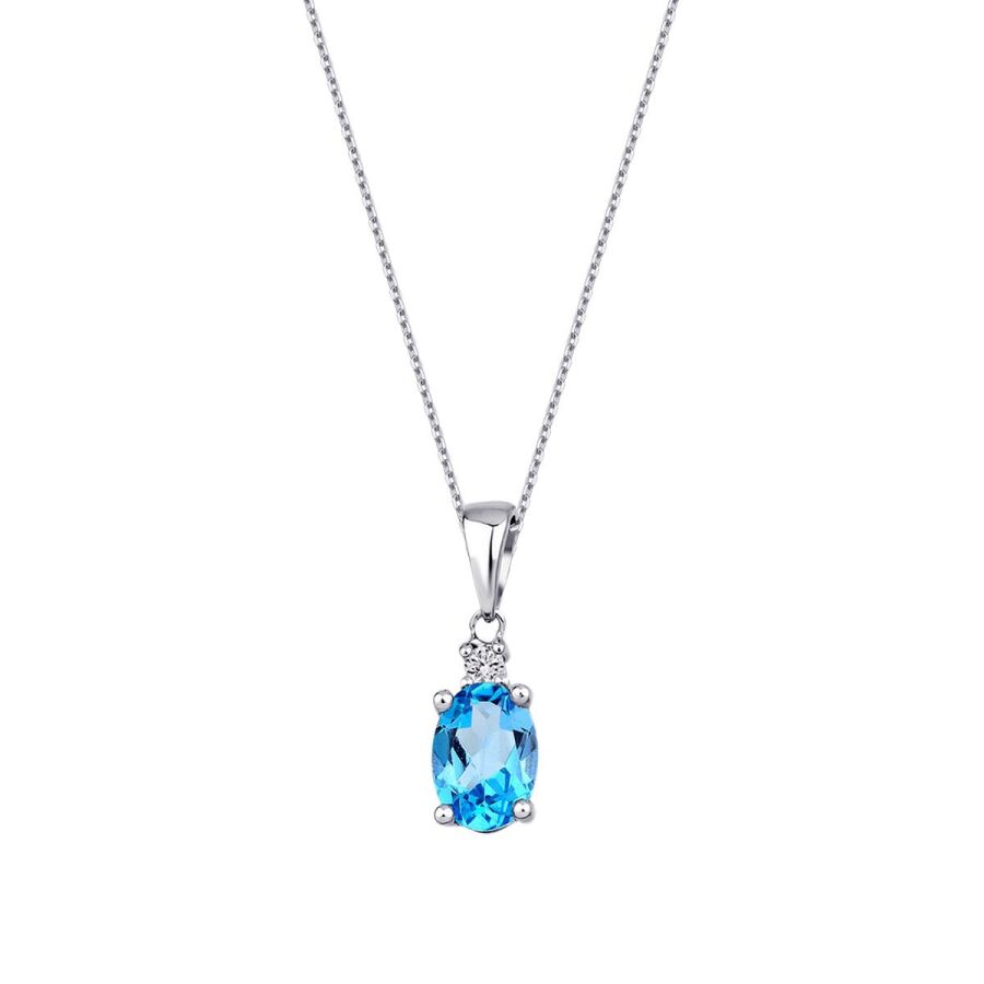 0.93 Karat Pırlanta Blue Topaz Kolye