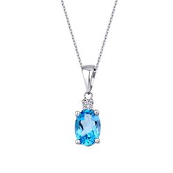 0.93 Karat Pırlanta Blue Topaz Kolye - 2