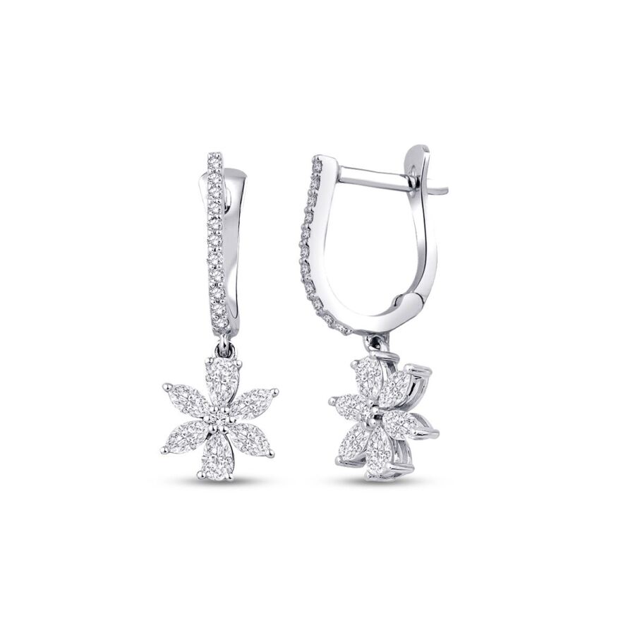0.94 Karat Pırlanta Çiçek Küpe