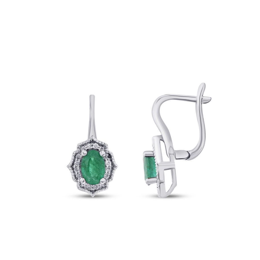 0.94 Karat Pırlanta Zümrüt Küpe