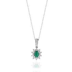 0.96 Carat Diamond Emerald Necklace 