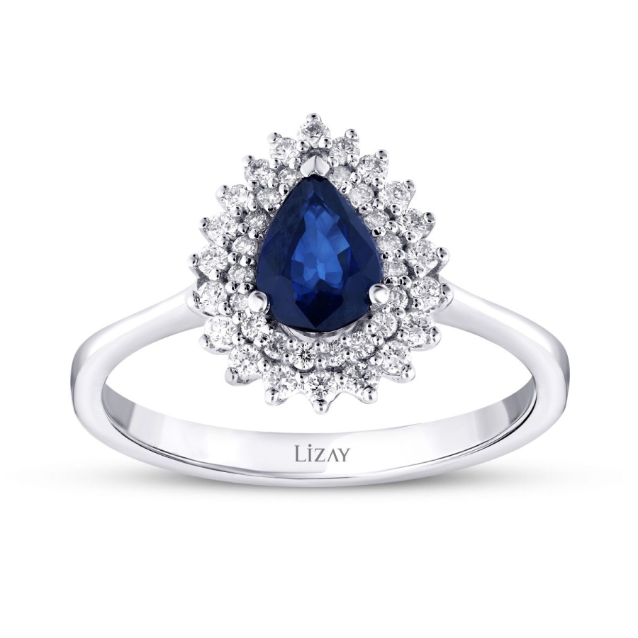 0.96 Karat Pırlanta Safir Yüzük